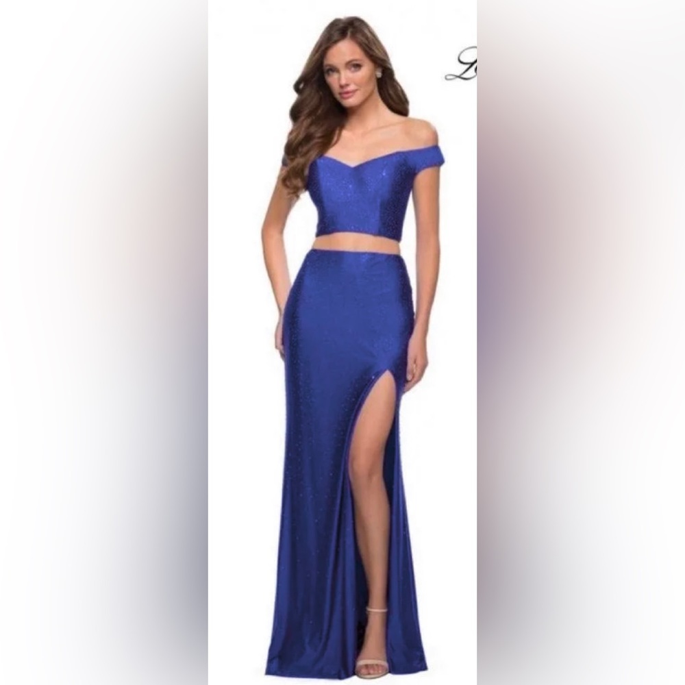 La Femme Royal Blue Rhinestone Jersey Skirt Size 6 NWT - Picture 1 of 13